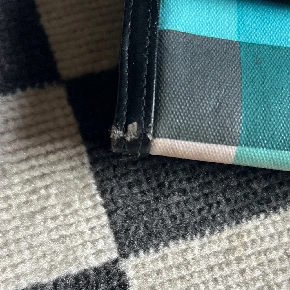 Plaid Wallet Clutch Organizer Zip Around Checkbook Holder Black Teal‎ Gray